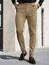 Mens Slim-Fit Solid-Color Stretch Cropped Dress Trousers by Dropshipman