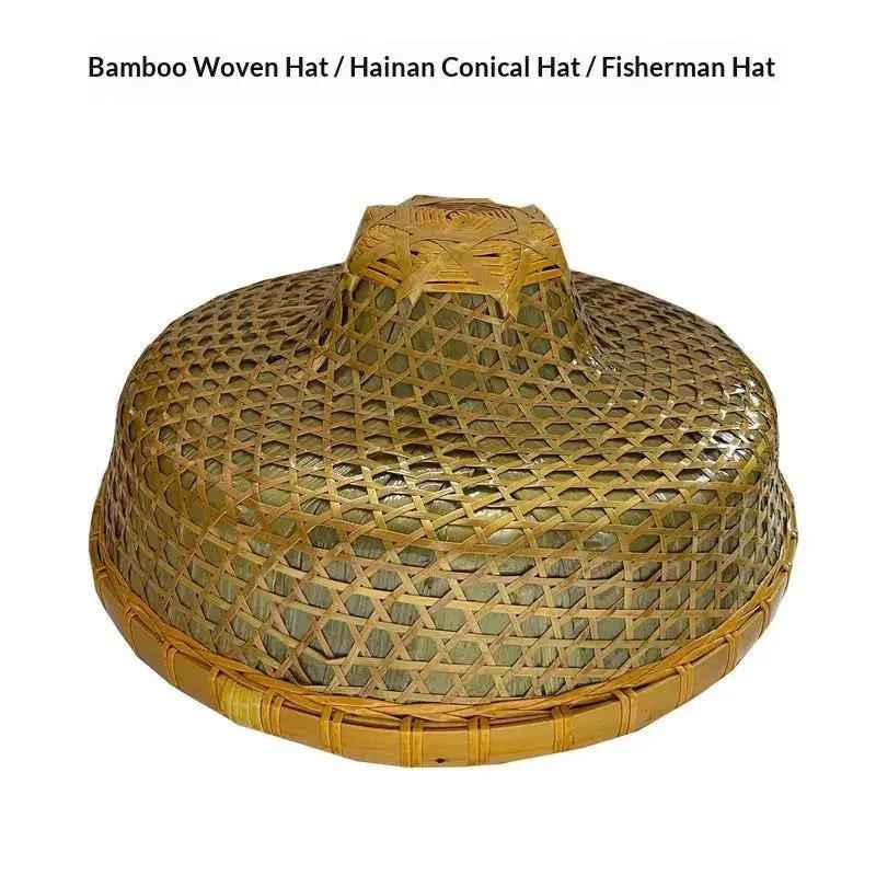 Flat-top Waterproof Bamboo Woven Hat For Fishermen