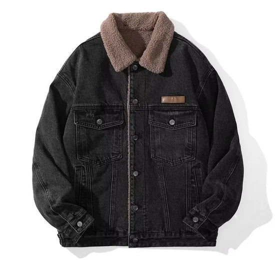 Gray corduroy cotton-padded casual coat for men by Dropshipman, shown on a hanger with a quilted design and front zipper.