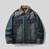 Gray corduroy cotton-padded casual coat for men, stylish and warm, featuring a comfortable fit and button closure.