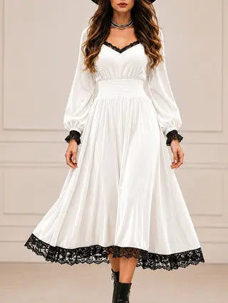 Gray casual autumn lace-patchwork velvet evening dress by Dropshipman, featuring a stylish design and elegant fabric.