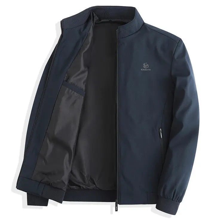 Men's casual versatile jacket by Dropshipman, shown in a relaxed fit with a front zipper and multiple pockets for everyday wear.