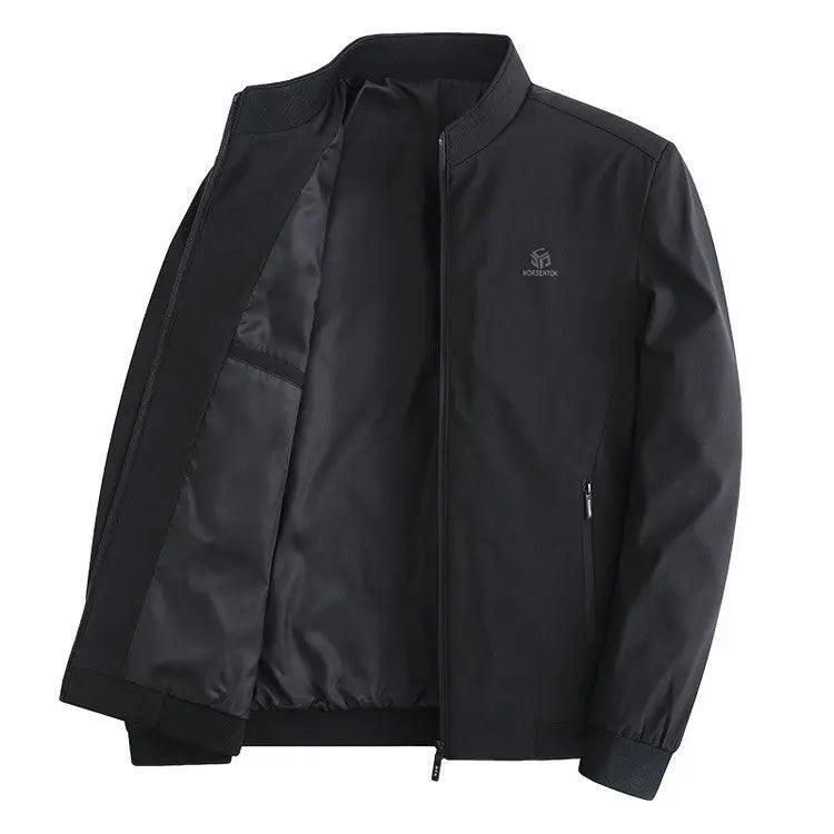 Men's casual versatile jacket by Dropshipman, shown in a relaxed fit with a zipper and multiple pockets, suitable for everyday wear.