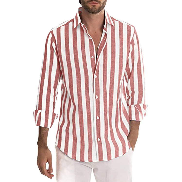 Light gray striped print men&