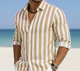 Light gray striped print casual men&