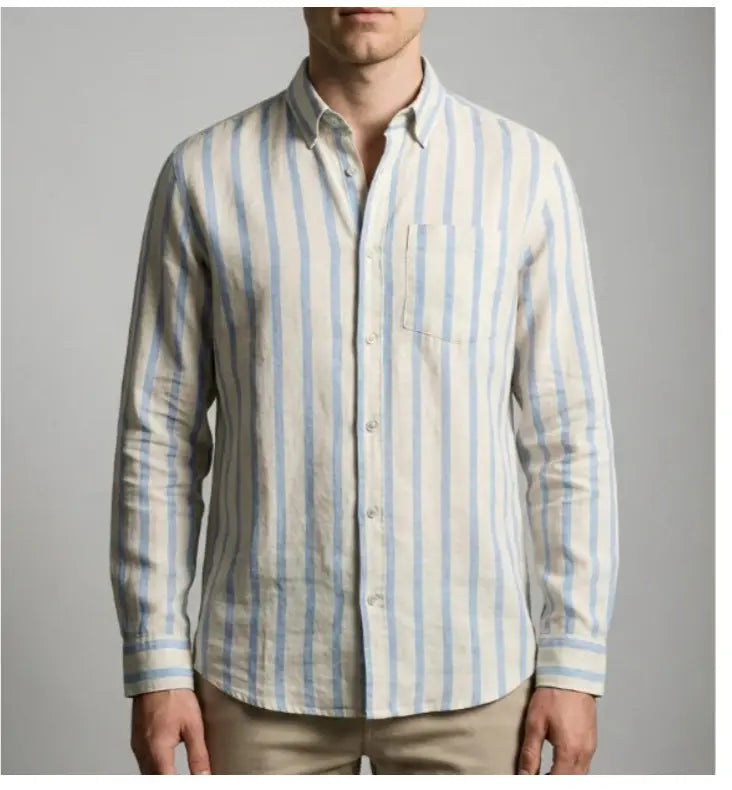 Light gray striped print men&