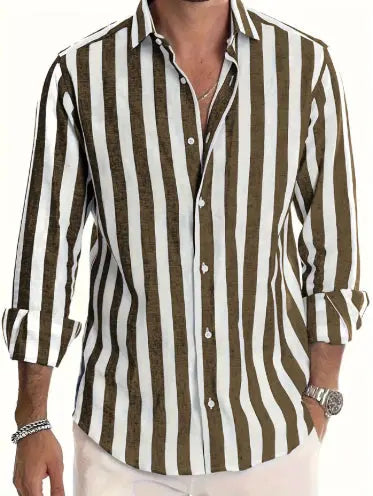Light gray striped print men&