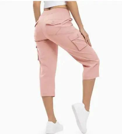 Ladies' 7-inch lightweight khaki hiking and outdoor travel loose shorts by Dropshipman, shown in size 4XL.