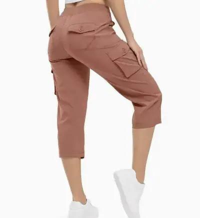 Ladies' khaki lightweight hiking and outdoor travel loose shorts by Dropshipman, 7-inch inseam, relaxed fit, suitable for outdoor activities.