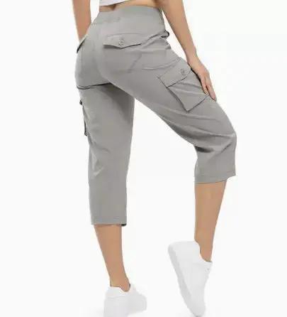 Ladies' khaki lightweight hiking and outdoor travel loose shorts by Dropshipman, 7-inch length, relaxed fit for active outdoor wear.
