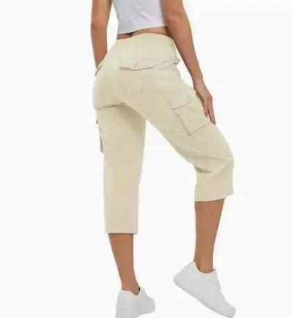Ladies' khaki lightweight hiking and outdoor travel loose shorts by Dropshipman, 7-inch inseam, comfortable and breathable fit.