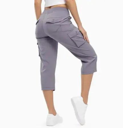 Ladies' 7-inch lightweight khaki hiking and outdoor travel loose shorts by Dropshipman, shown on a model for active outdoor wear.