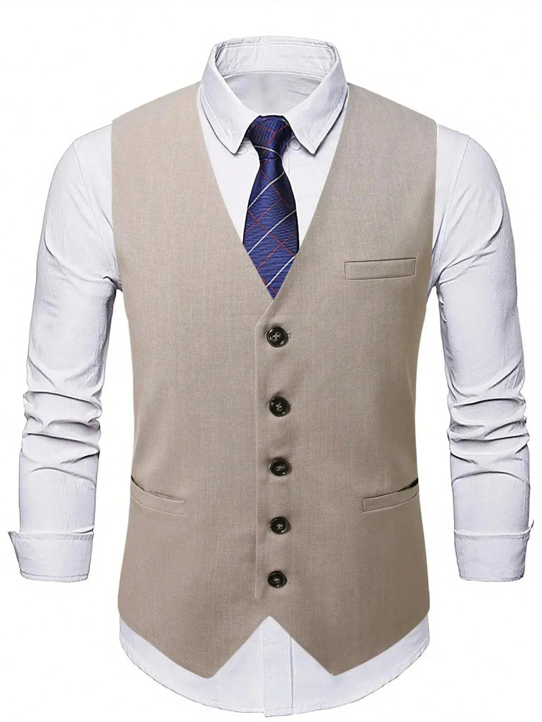 Mens Light Business-Style V-Neck Suit Vest by Dropshipman