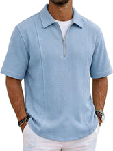 Sports-style boat-neck half-zip polo shirt by Dropshipman, showing the front view with a collar and half-zip closure.