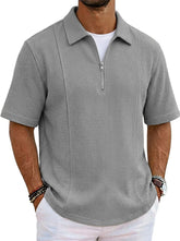 Dropshipman sports-style boat-neck half-zip polo shirt displayed on a mannequin, featuring a modern design and comfortable fit.