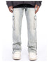 Light blue American style autumn and winter micro elastic jeans with zipper hem detail, casual pants by Dropshipman.