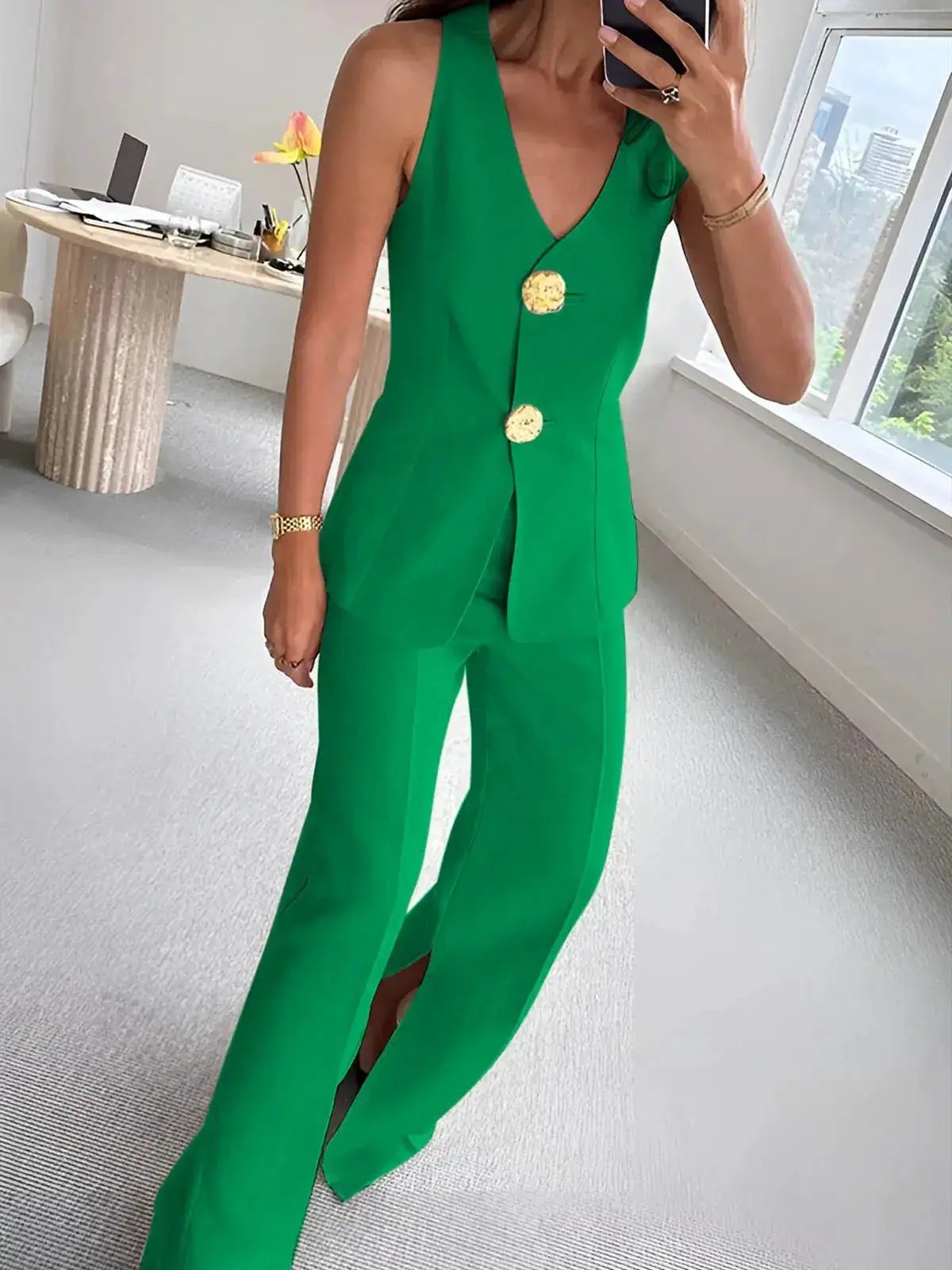 Buttoned Formal Workplace Commute Set by Dropshipman