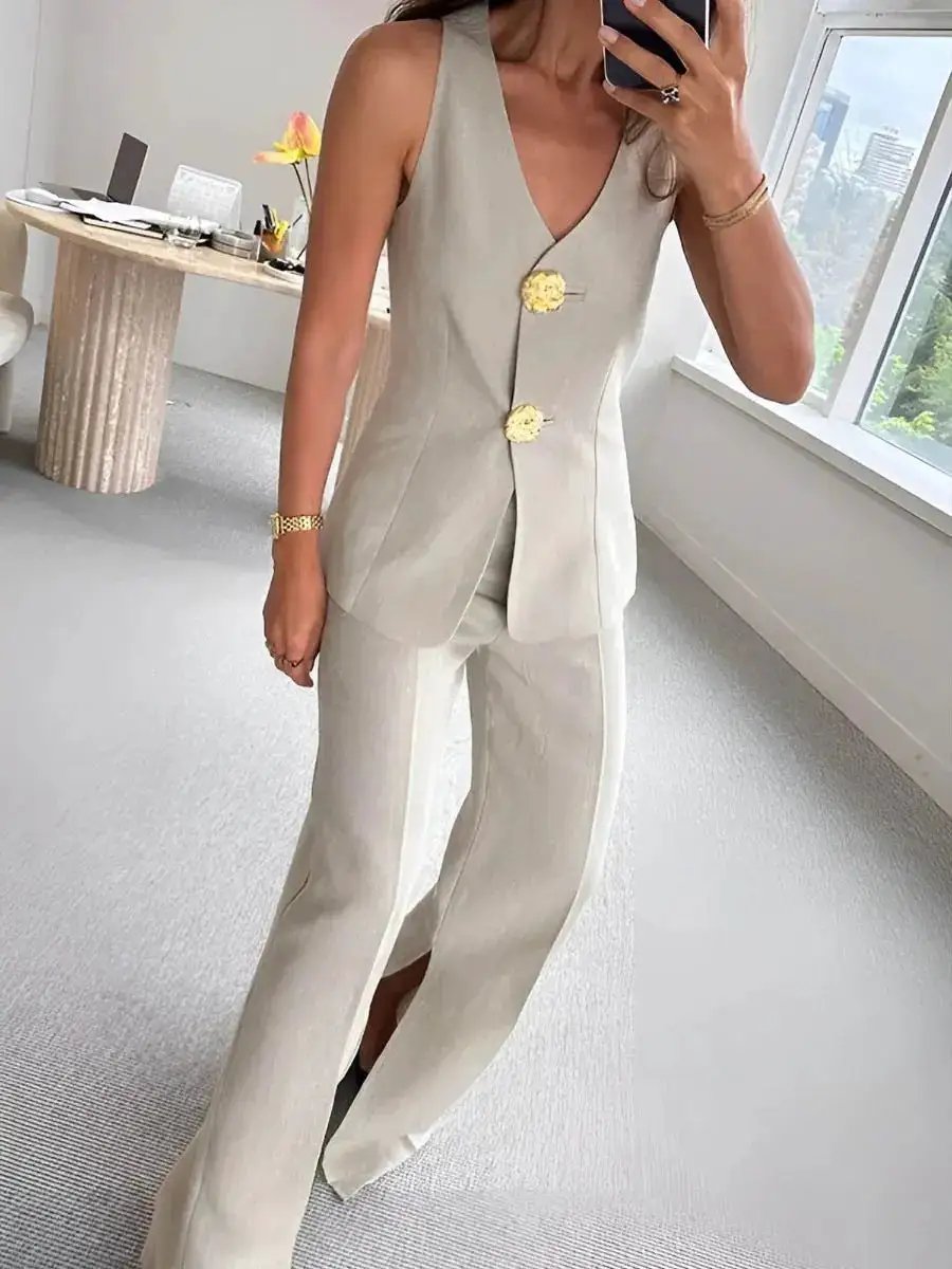 Buttoned Formal Workplace Commute Set by Dropshipman