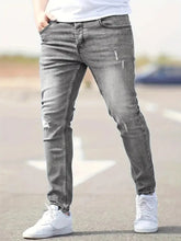 Light blue American-style slim-fit stretch jeans by Dropshipman, showcasing a classic denim look and modern fit.
