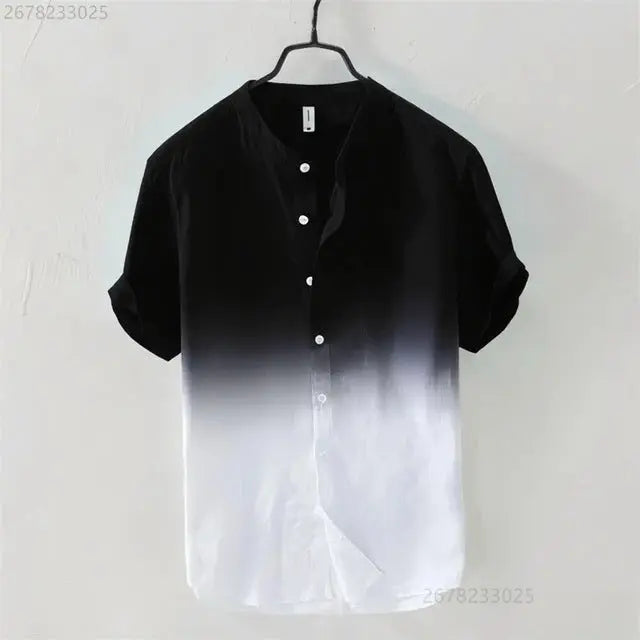 Light blue breathable resort-style ombre short-sleeve shirt by Dropshipman, featuring a comfortable, stylish design.