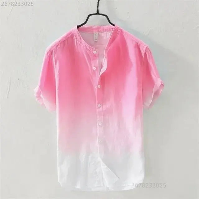 Light blue breathable resort-style ombre short-sleeve shirt by Dropshipman, featuring a comfortable fit and casual design.