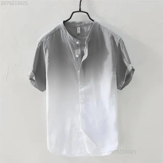 Light blue breathable resort-style ombre short-sleeve shirt by Dropshipman, featuring a comfortable fit and casual design.