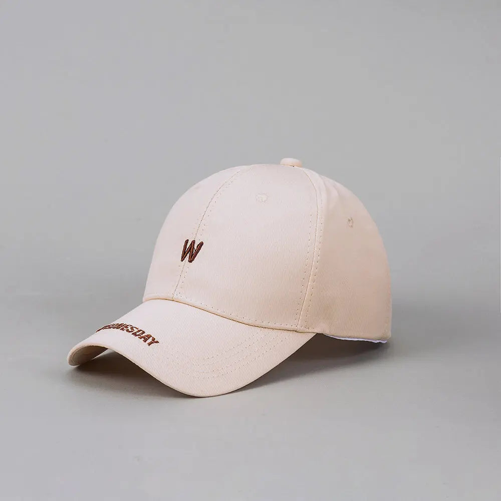 Light pink embroidered letter baseball cap by Dropshipman for men and women, stylish sun protection for outdoor outings and casual wear.
