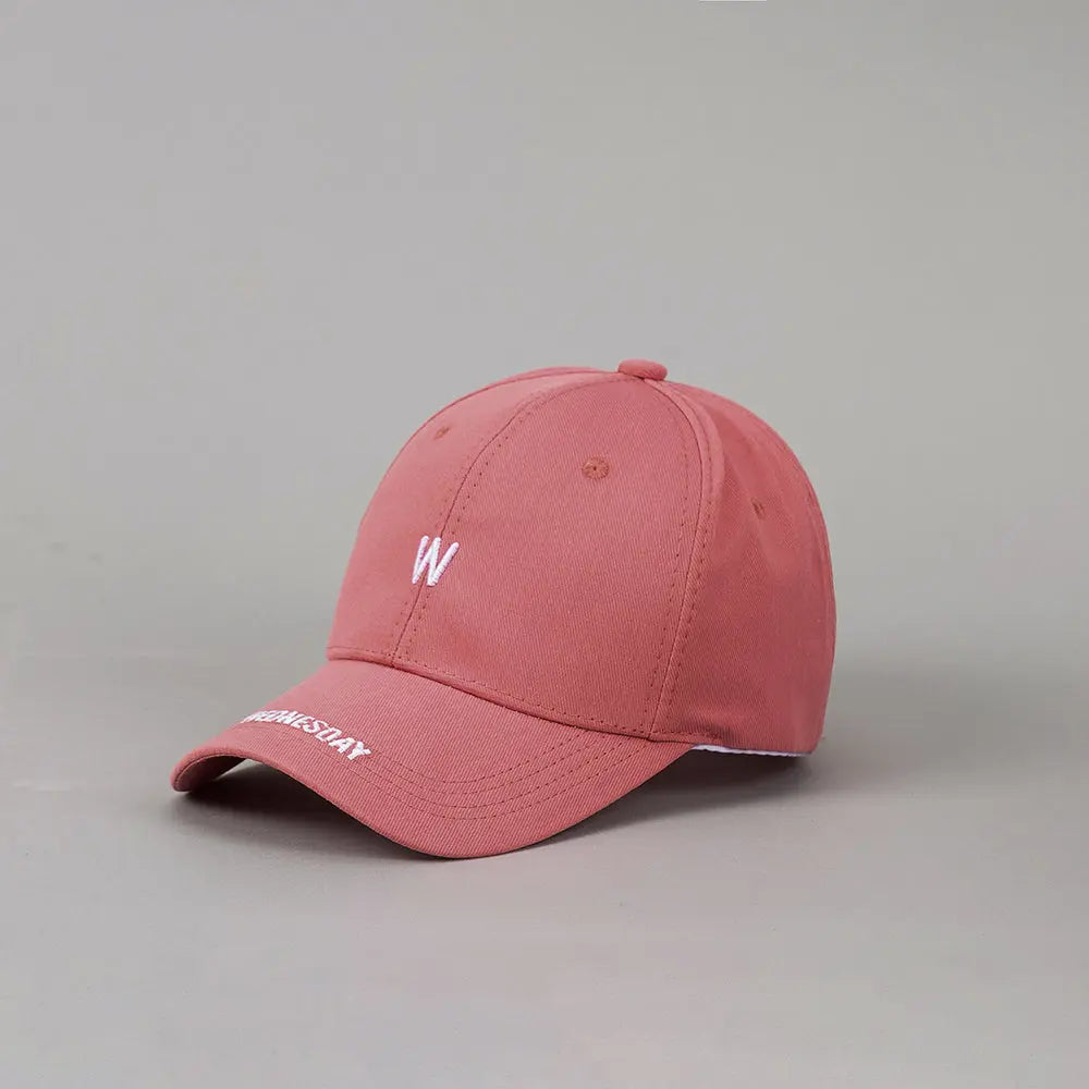 Light pink embroidered letter baseball cap by Dropshipman, unisex, simple, stylish, perfect for outdoor sun protection and casual outings.