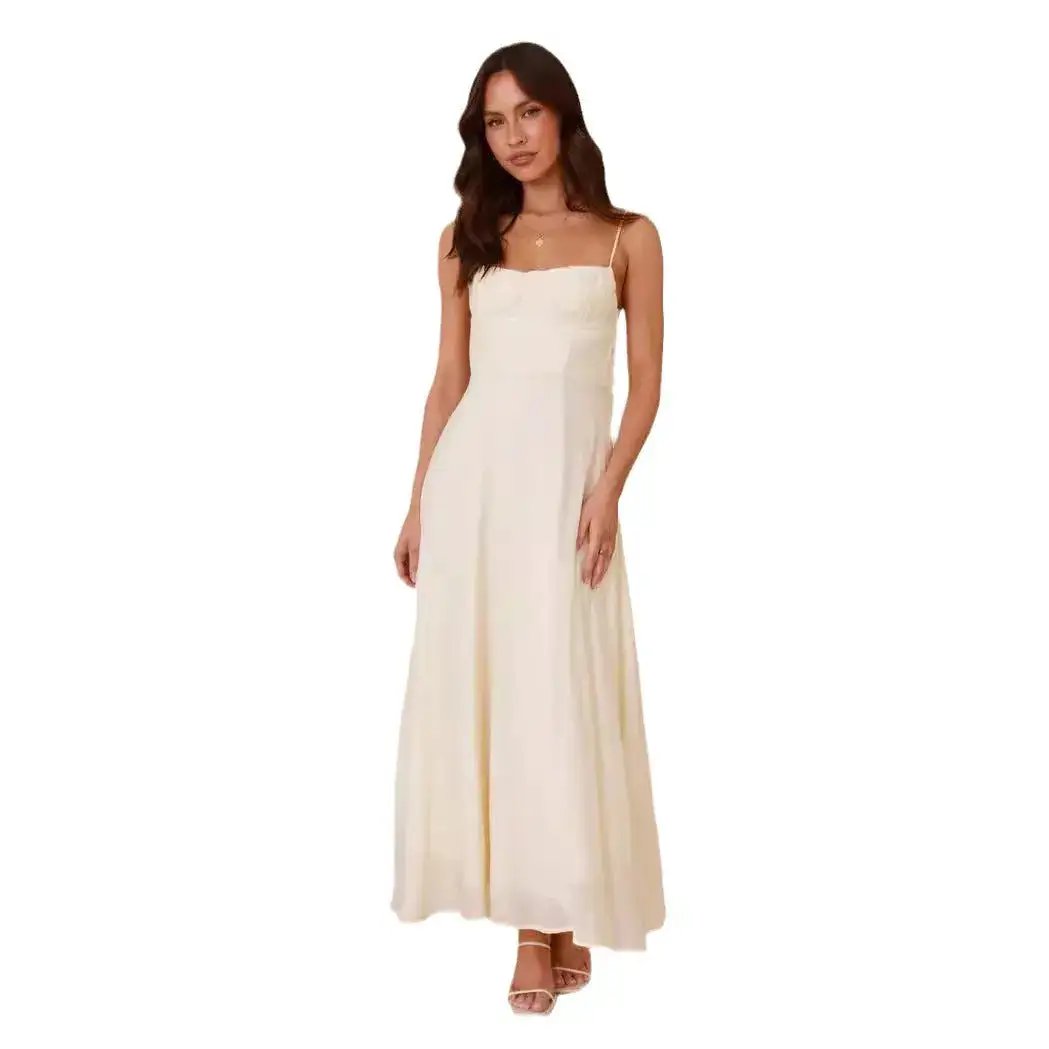 Strap-printed Backless Dress With A Slit At The Hem by Dropshipman