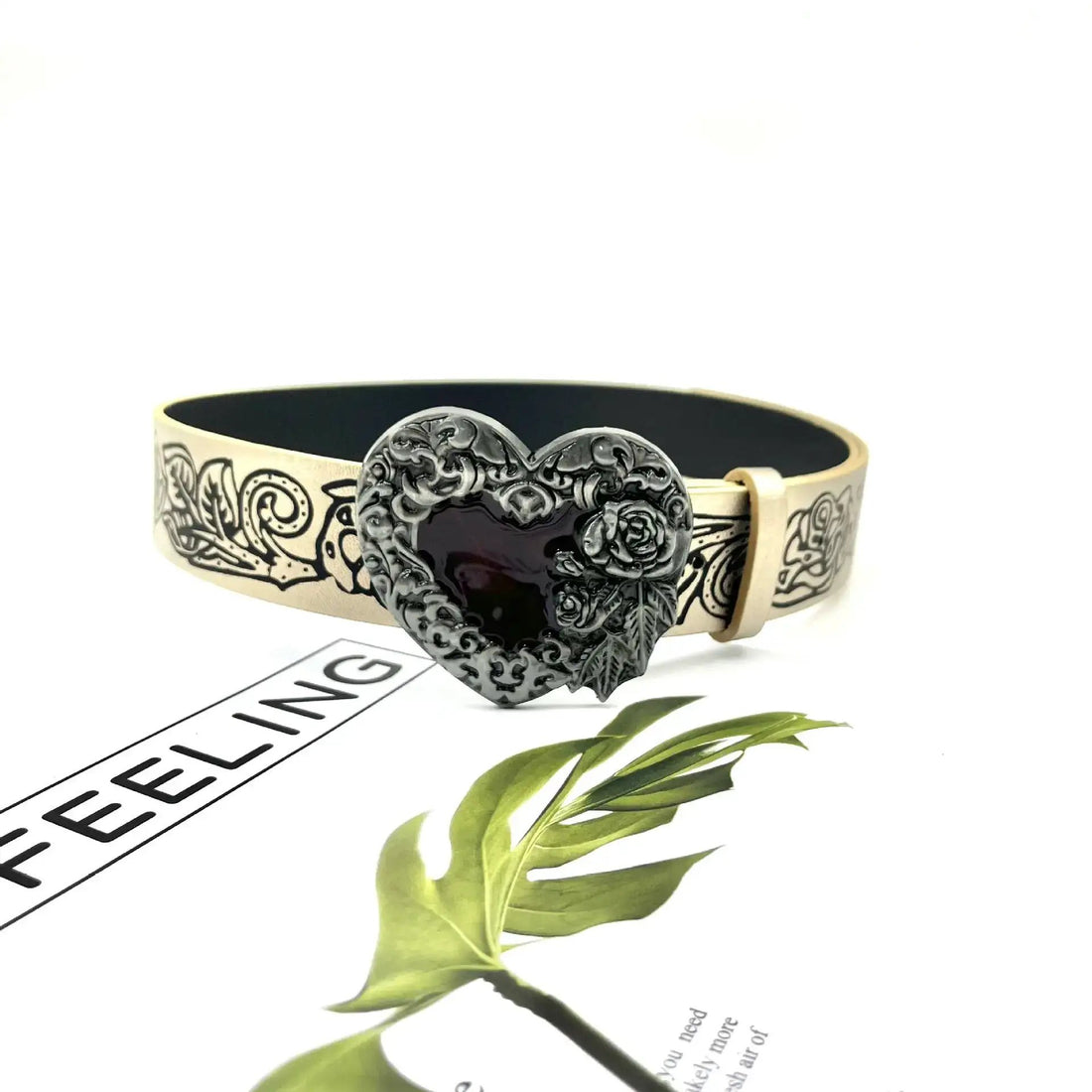 New Vintage Embossed Heart Belt For Women by Dropshipman