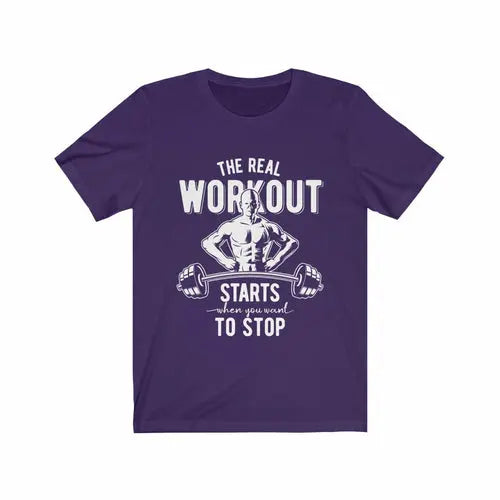 Navy XL The Real Workout T-shirt by Dropshipman, front view showing bold graphic design and comfortable fit.