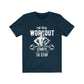 Navy blue The Real Workout T-shirt by Dropshipman, large size, front view showing casual athletic fit and soft fabric.