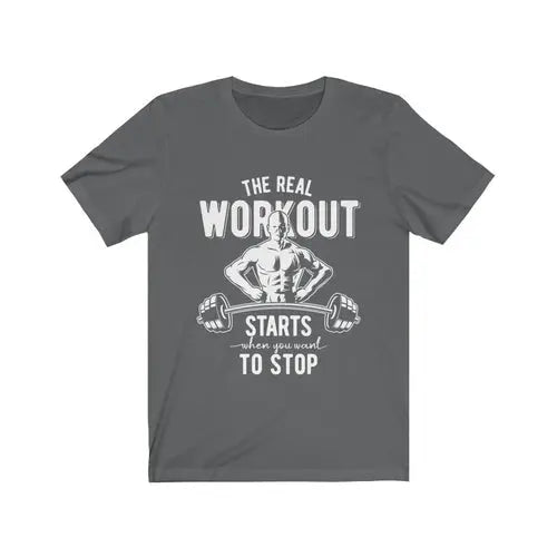 Navy XL T-shirt from The Real Workout by Dropshipman, displayed flat with visible front design and branding details.
