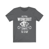 Navy XL T-shirt from The Real Workout by Dropshipman, displayed flat with visible front design and branding details.