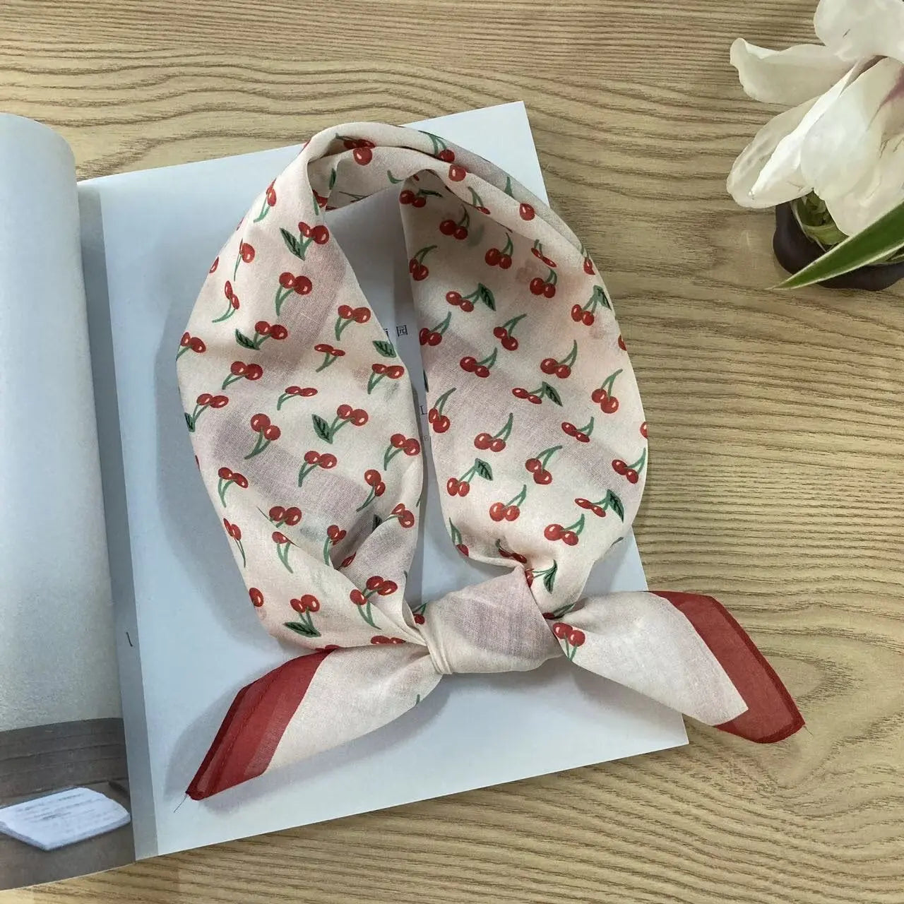 Vintage ethnic-style floral cotton square scarf by Dropshipman featuring vibrant colors and intricate floral patterns.