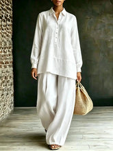 Pink shirt and loose-fit pants two-piece set by Dropshipman, casual and comfortable outfit for everyday wear.