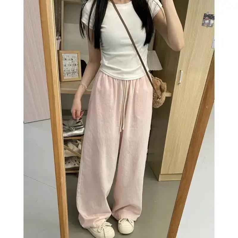 Spring Summer Striped Pants Womens High-waisted