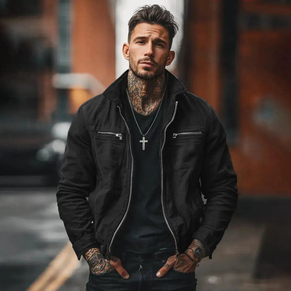 Foreign Trade Cross-Border Retro-Style AutumnWinter New Mens Pocketed by Dropshipman