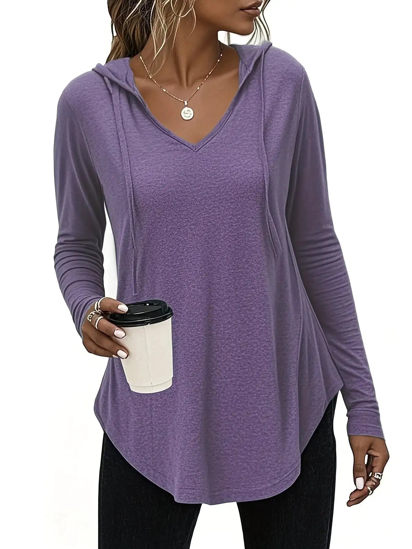 Soft Long-sleeved Drawstring Hooded Pullover Sweater by Dropshipman