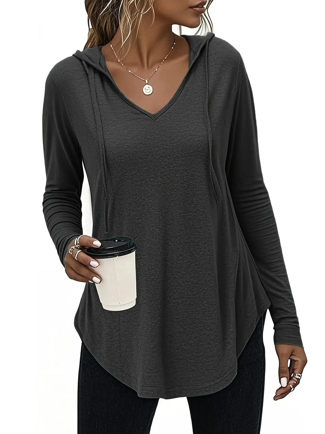 Soft Long-sleeved Drawstring Hooded Pullover Sweater by Dropshipman