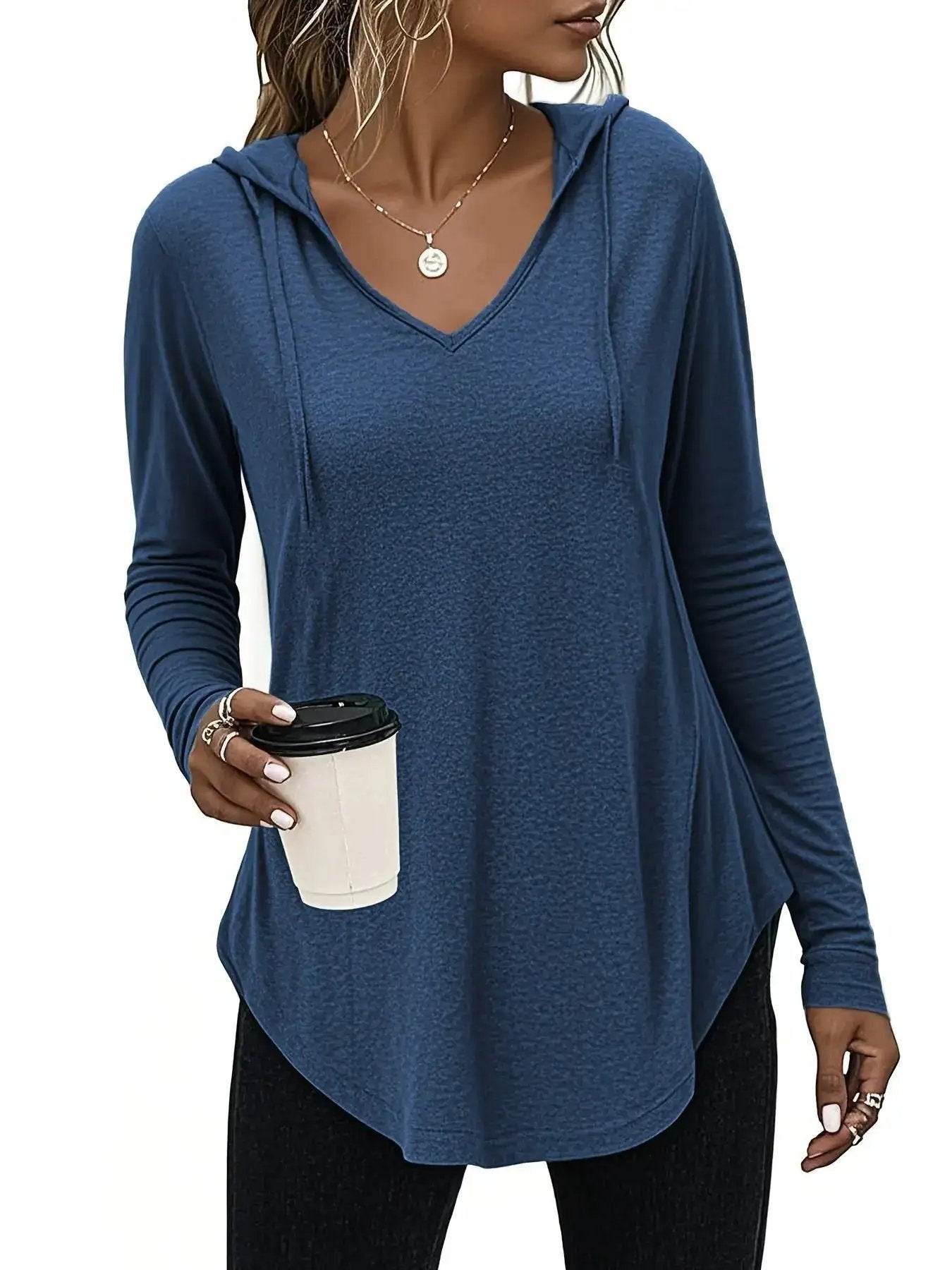 Soft Long-sleeved Drawstring Hooded Pullover Sweater by Dropshipman