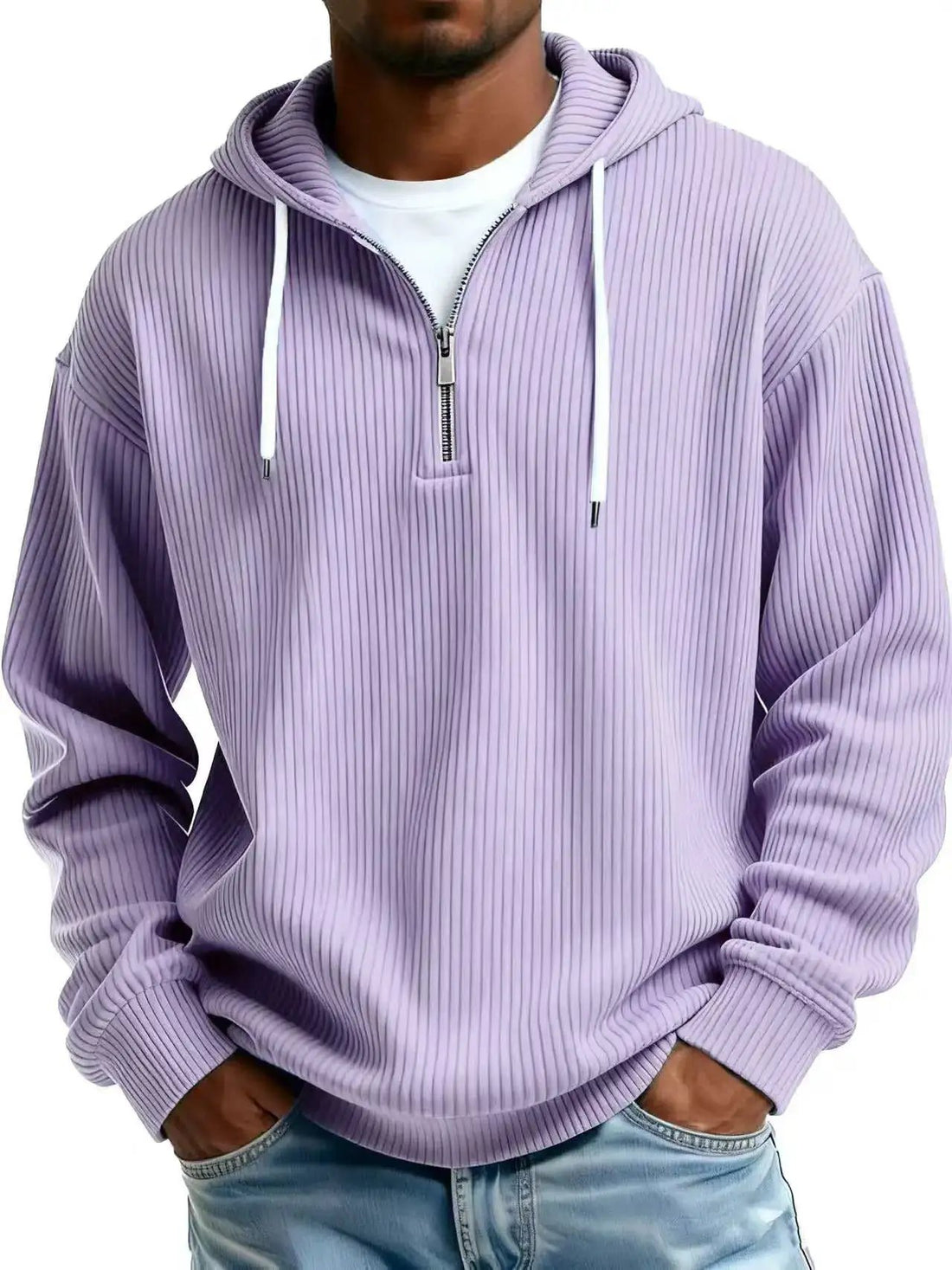 Mens Long-Sleeve Hooded Jacket Loose-Fit Casual Sweatshirt by Dropshipman