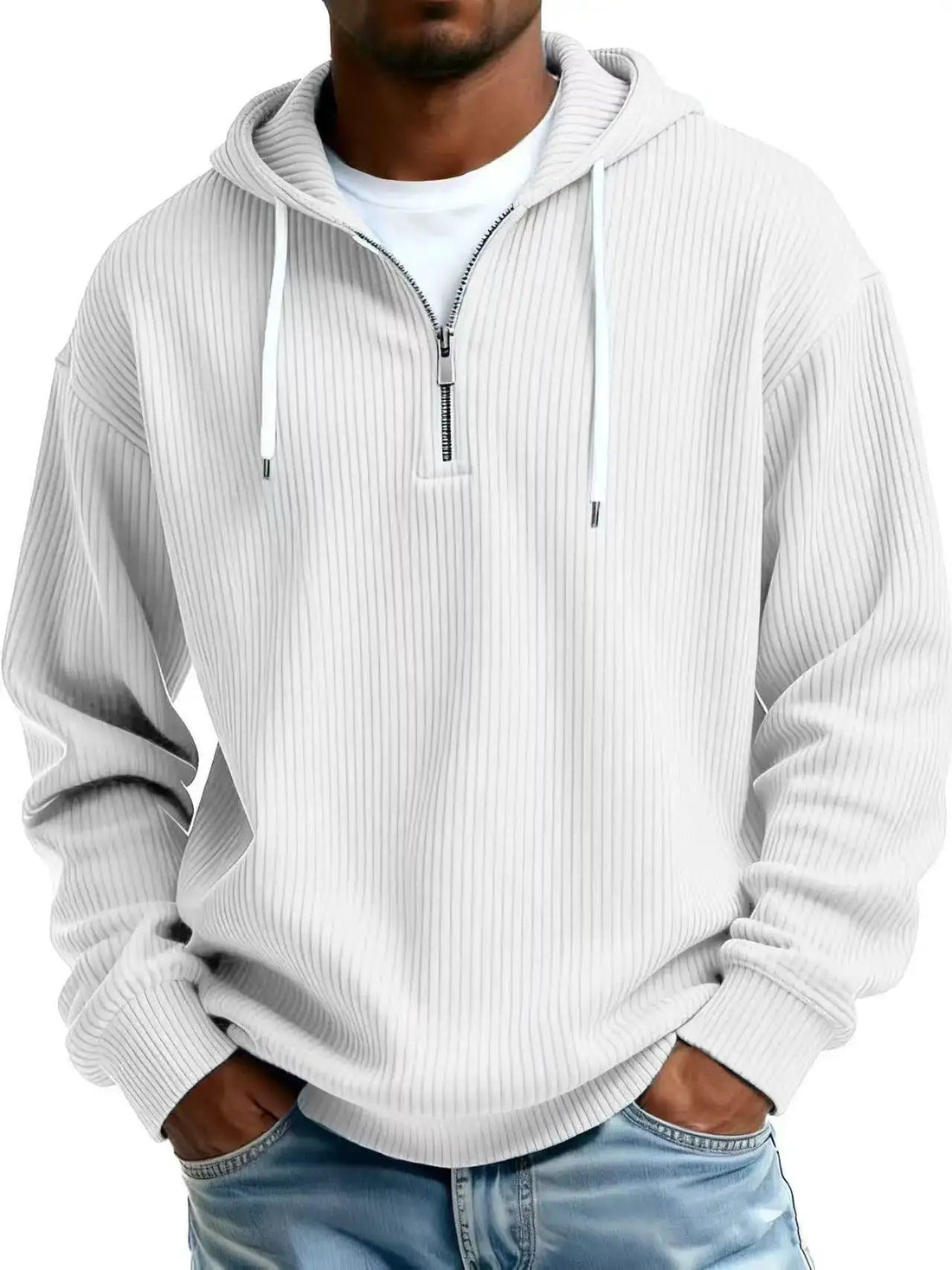 Mens Long-Sleeve Hooded Jacket Loose-Fit Casual Sweatshirt by Dropshipman