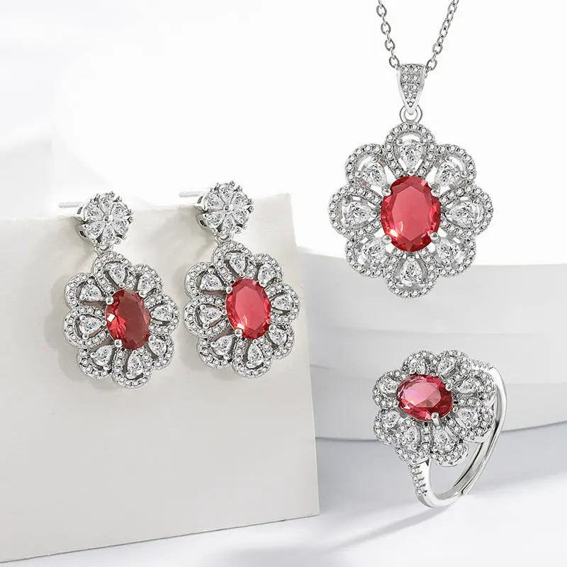 Dropshipman bride jewelry set with elegant earrings and necklace, perfect for wedding or special occasion attire.