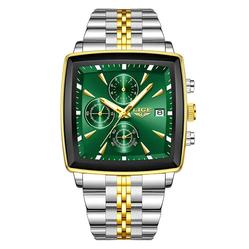 Dropshipman men's large dial square watch with rose gold and black style, ideal for business personality and formal occasions.
