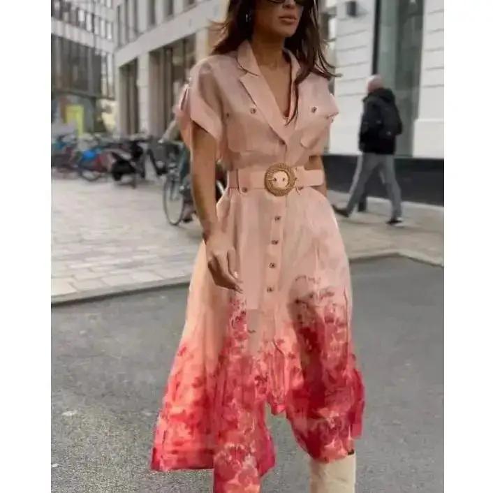 Mikydely-casual Lapel Statement Dress by Dropshipman