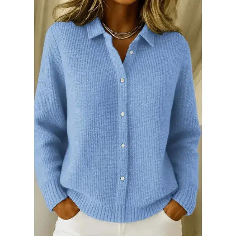 Casual Fashion Button Knitted Lapel Sweater For Women Long Sleeve Knitted Sweaters Tops Winter Jumper by Dropshipman