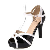 White summer stiletto-heel peep-toe sandals with platform by Dropshipman, showcasing stylish open-toe design and high heel.