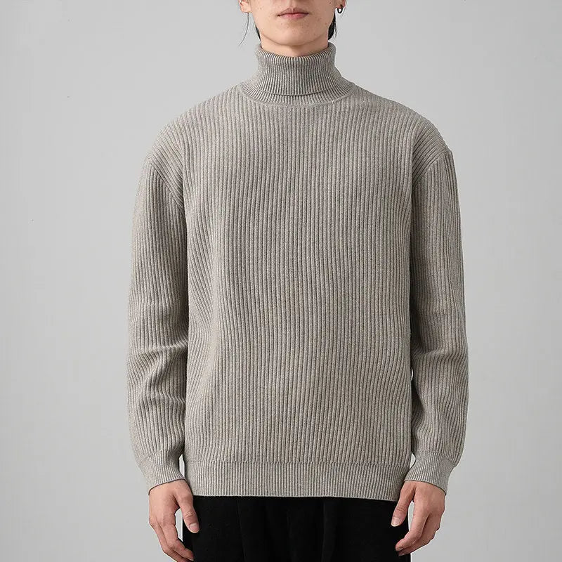 White loose-fit warm knit base layer for autumn and winter by Dropshipman, thick and solid-colored for layered warmth.