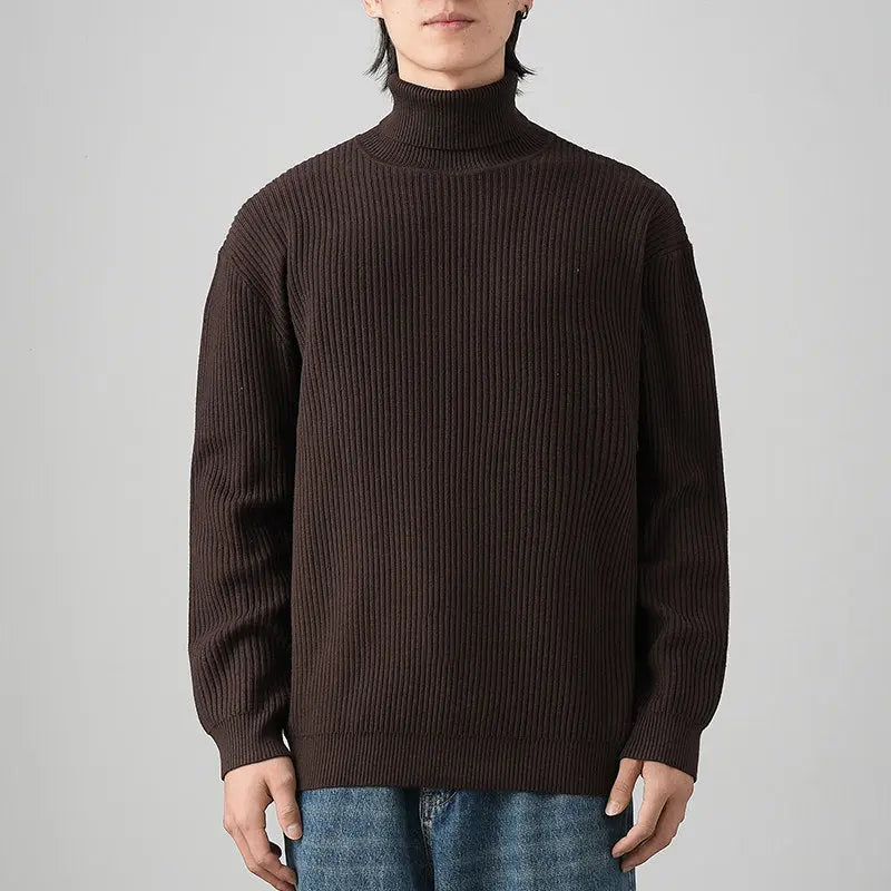 White loose fit winter base layer knit top by Dropshipman, thick and warm for autumn and winter cold weather.